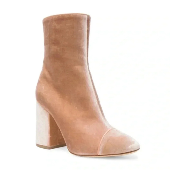 Brother Vellies Crushed Velvet Ankle Booties in light pink - Picture 1 of 9